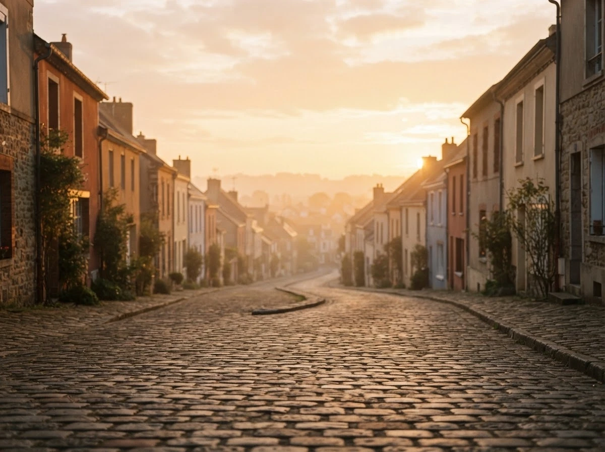Topo de ladeira suave iluminado pelo amanhecer, simbolizando conquista e alívio após o esforço