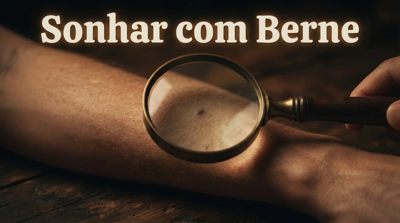 Lupa sobre a pele sob luz suave, representando algo escondido crescendo aos poucos, tema de sonhar com berne.