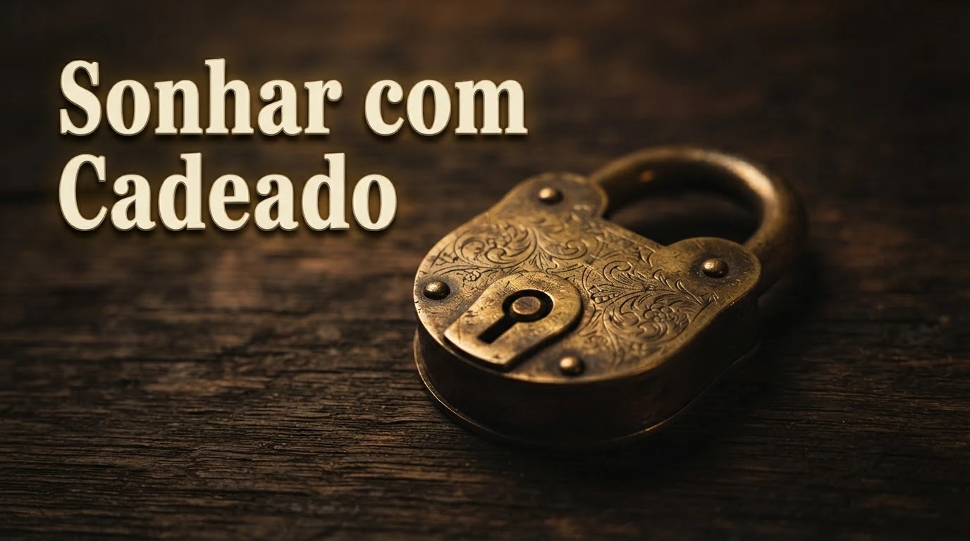 Cadeado antigo de metal sobre superfície escura, representando o significado de sonhar com cadeado