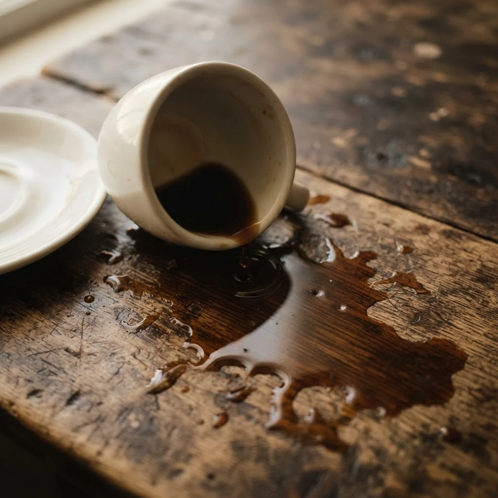 Café derramado sobre a mesa remete à energia desperdiçada nesse tipo de sonho