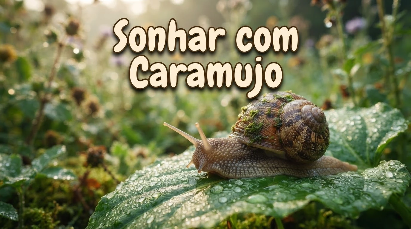 Caramujo com casca em espiral sobre folha simbolizando paciência ao sonhar com caramujo