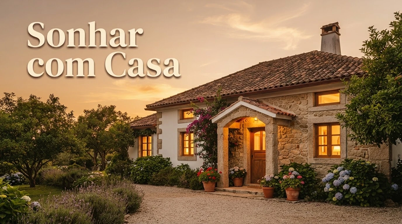 Casa iluminada ao entardecer simbolizando o eu interior ao sonhar com casa