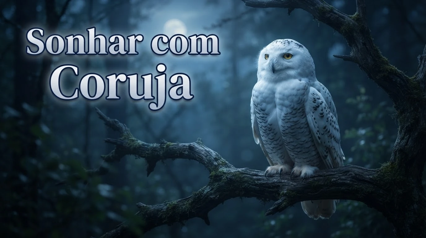 Coruja branca pousada sob luar representando o significado de sonhar com coruja