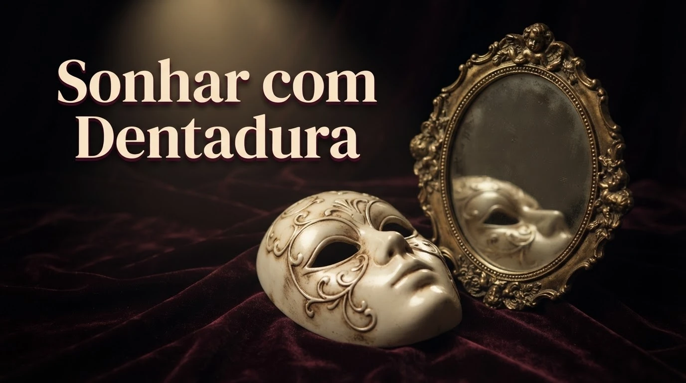 Máscara de porcelana ao lado de um espelho antigo, simbolizando a imagem que mostramos aos outros