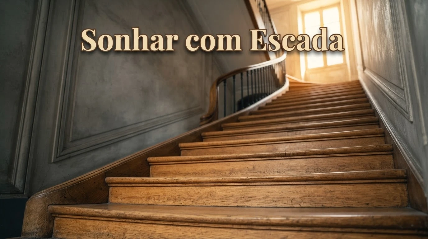 Escada de madeira subindo em direção à luz, símbolo do progresso gradual no sonho