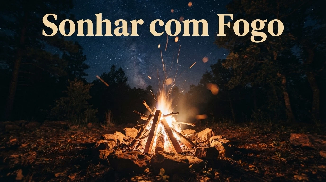Fogueira controlada à noite representando o significado de sonhar com fogo