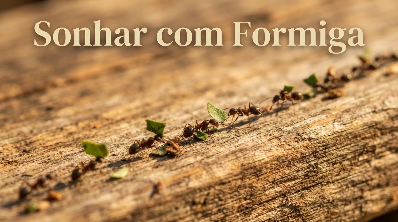 Fila de formigas organizadas simbolizando o significado de sonhar com formiga