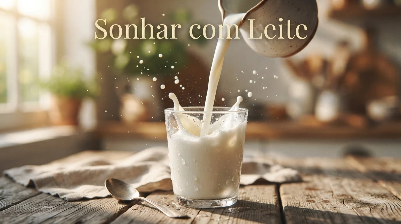 Leite fresco sendo servido simbolizando pureza, prosperidade e vínculos afetivos nos sonhos