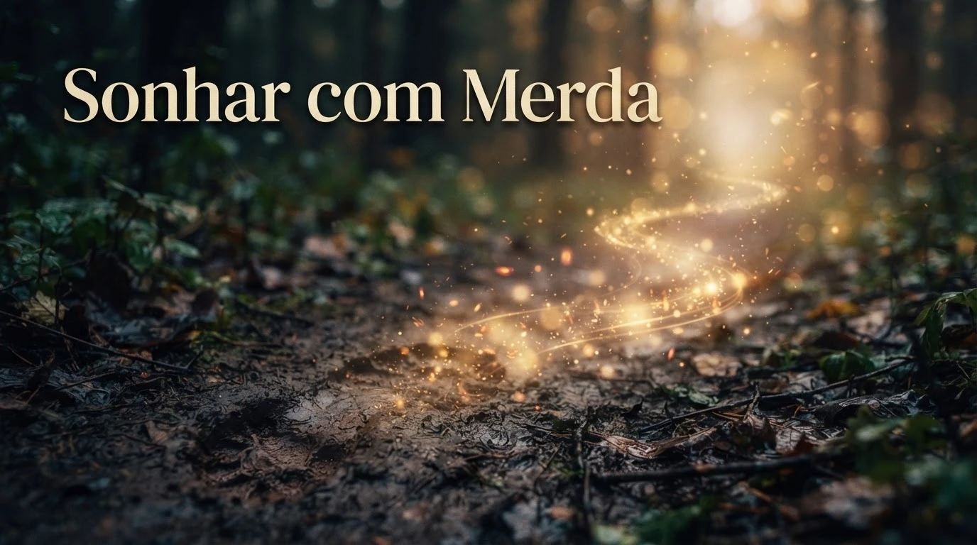 Pegada de lama que se transforma em um caminho de luz dourada, símbolo de purificação e virada de sorte.