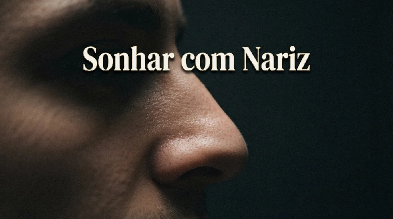Perfil em close com luz dramática destacando o nariz, representando o significado de sonhar com nariz