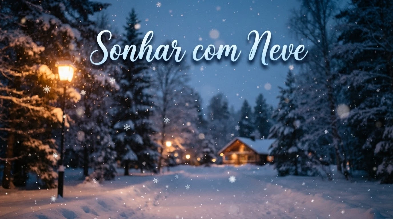 Neve caindo suavemente ao entardecer, representando o significado de sonhar com neve