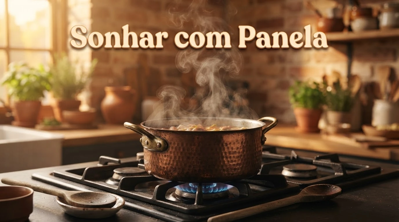 Panela com vapor subindo sobre o fogão simboliza os processos em preparo nesse sonho.