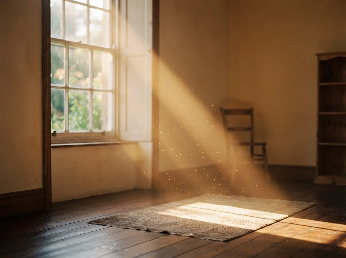 Luz suave entrando pela janela simboliza acolhimento em vez de medo
