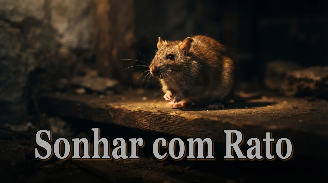 Rato em ambiente com pouca luz representando desequilíbrios escondidos e esperteza nos sonhos