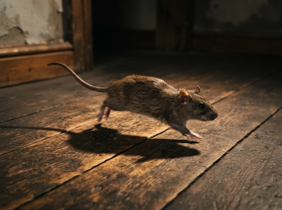 Rato correndo rapidamente representando urgência para resolver uma situação pendente