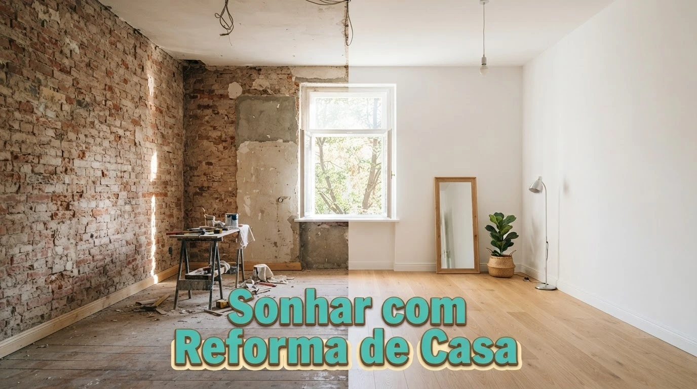Cômodo em reforma com metade parede antiga e metade recém-pintada, luz natural entrando