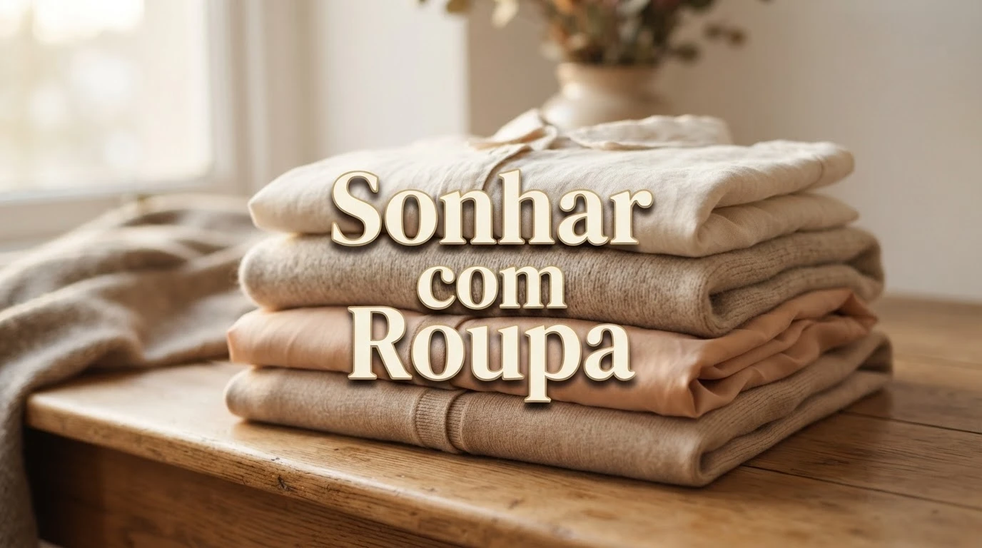 Roupas dobradas com cuidado sob luz suave, simbolizando identidade e renovação pessoal