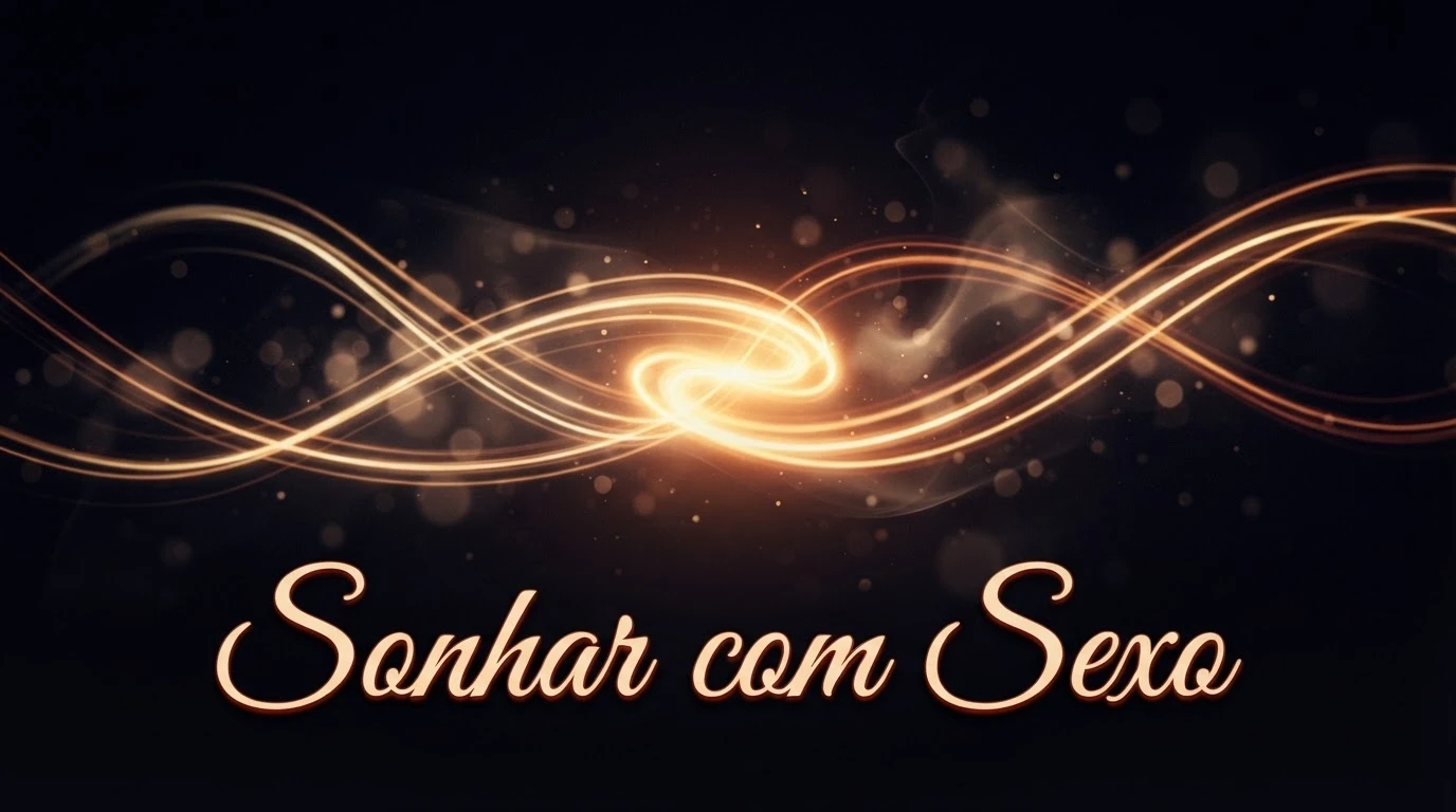 Dois traços de luz dourada se entrelaçando no escuro, representando o significado de sonhar com sexo