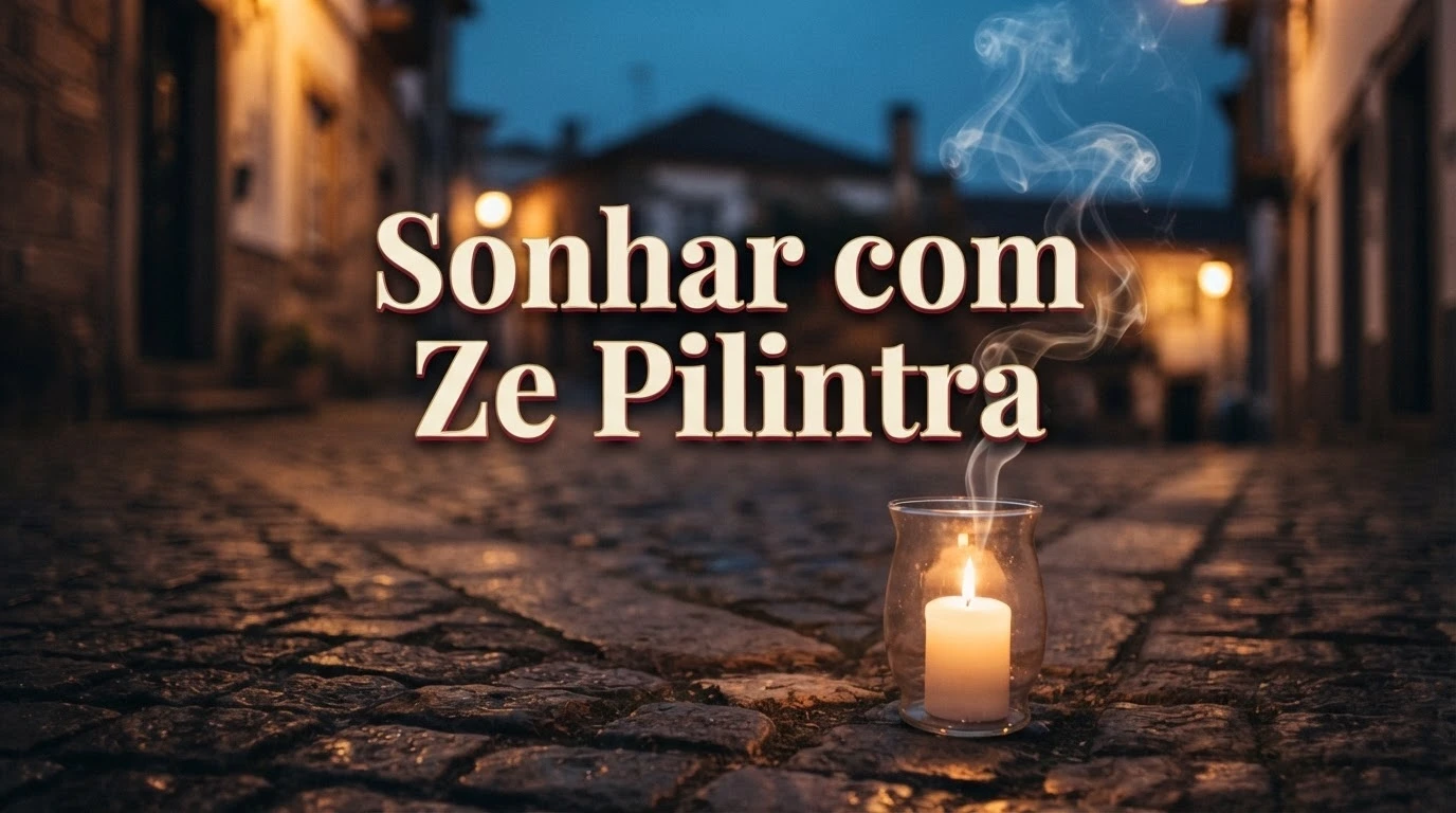 Encruzilhada ao entardecer com vela acesa e fumaça de charuto, simbolizando a proteção espiritual do sonho
